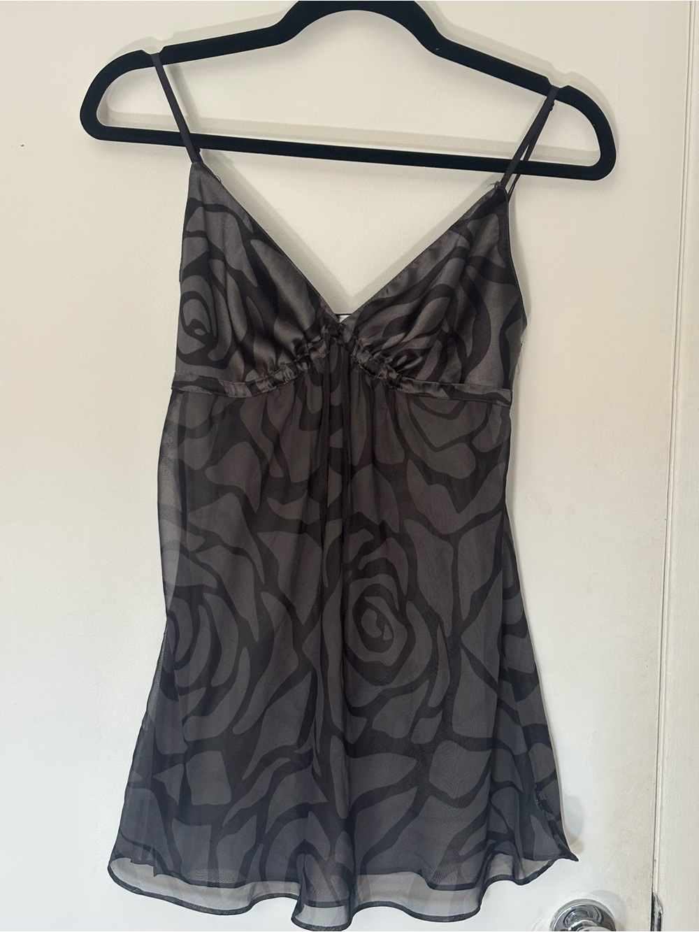 La SENZA Black Gray Sheer Floral Slip